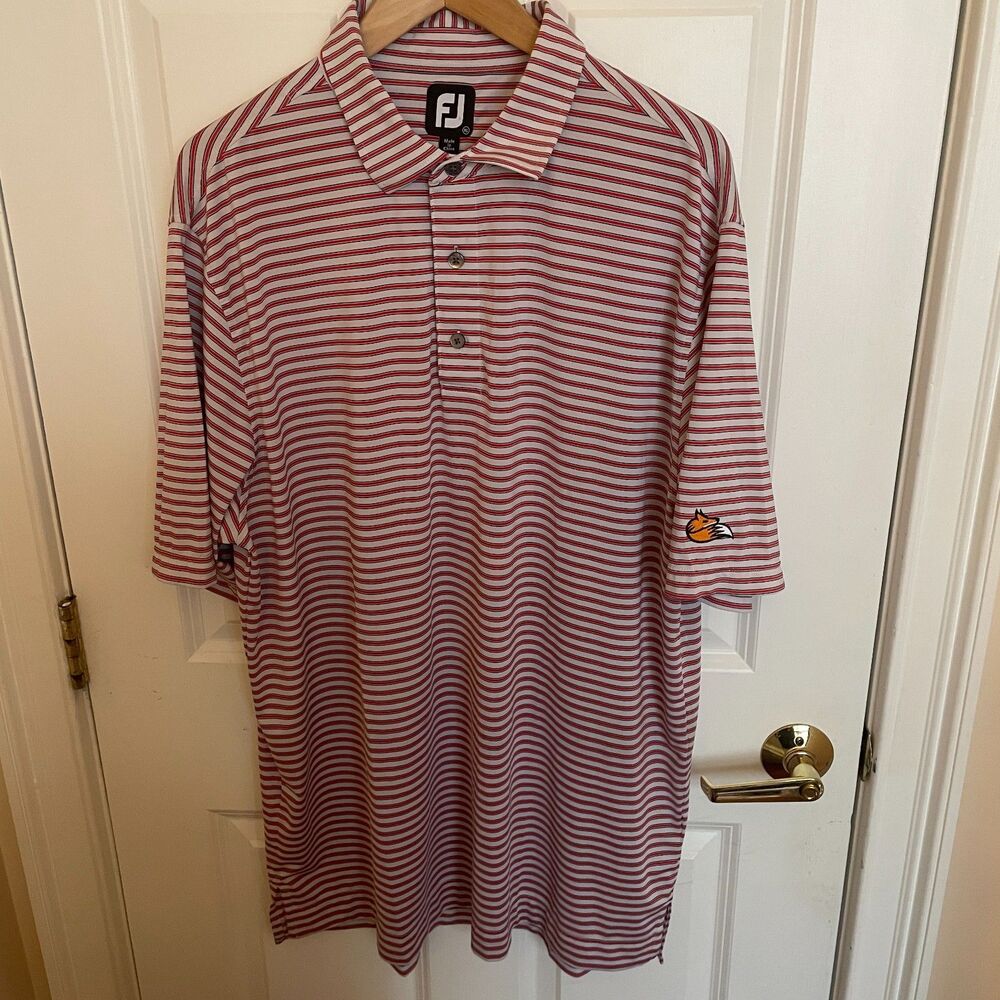 FootJoy FJ Mens Golf Polo Size XL Striped Performance Stretch Athletic Preppy